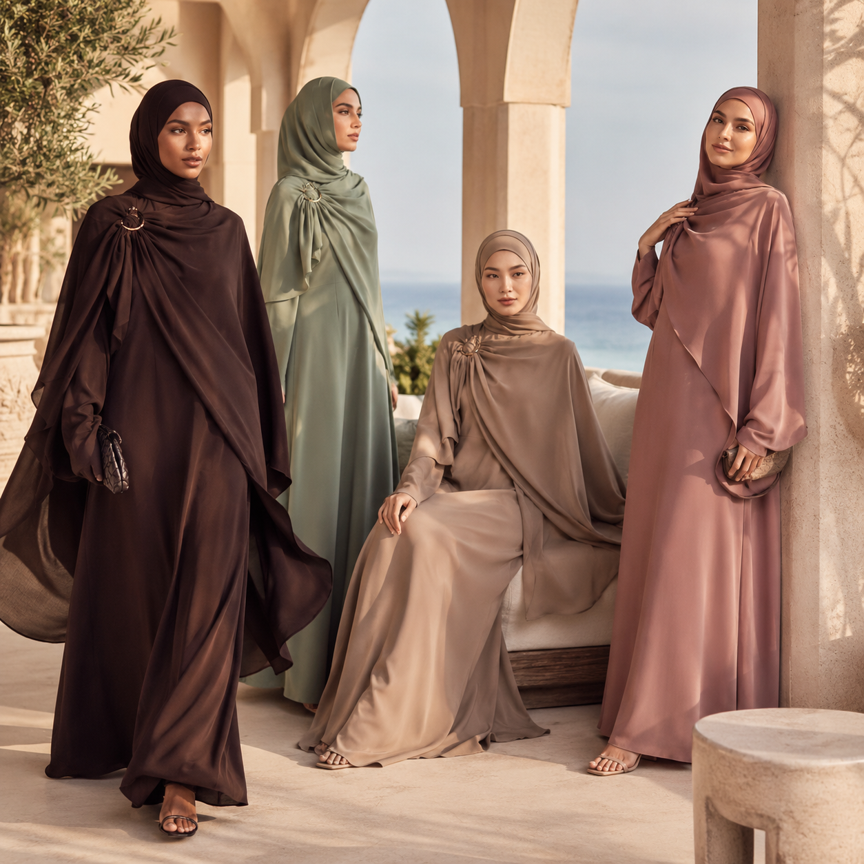 Women enjoying the beautiful weather wearing elegant abayas and feeling confident
