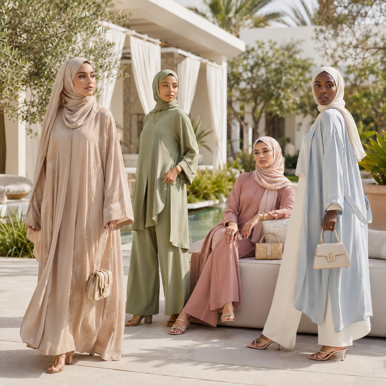 trendy summer clothing items - dresses, abayas, veils for muslim women