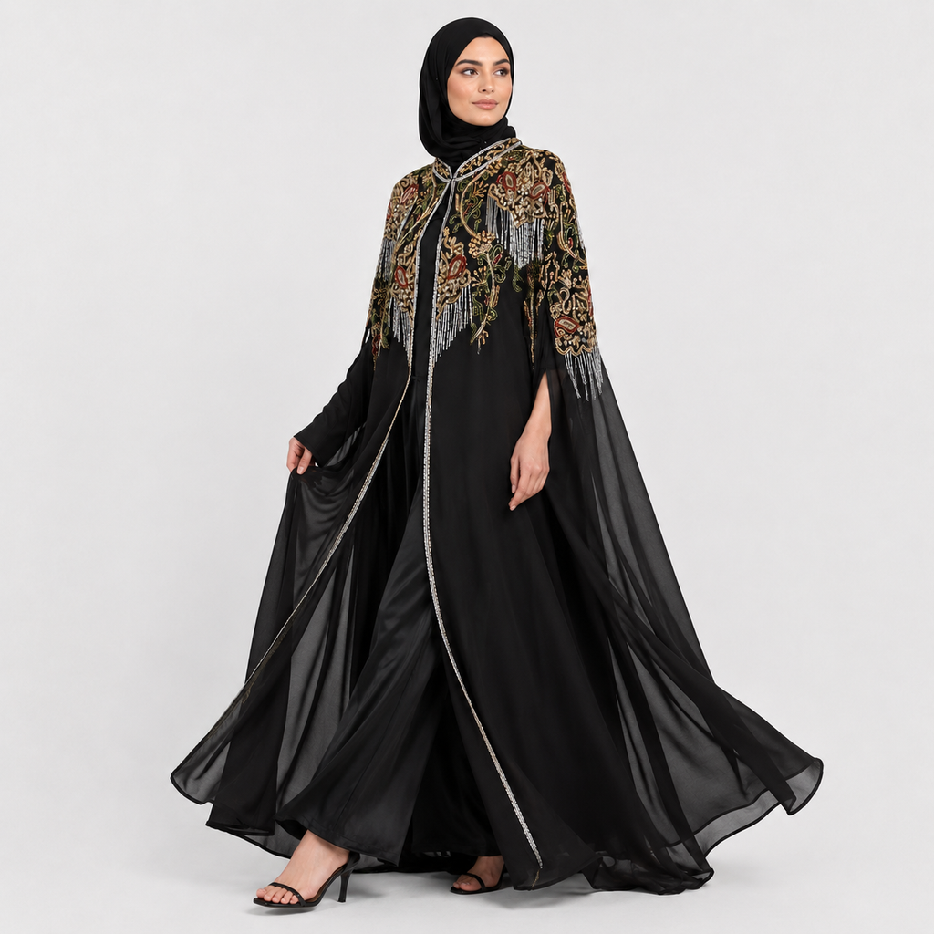 Luxury Embellished Abaya – Black Pearl