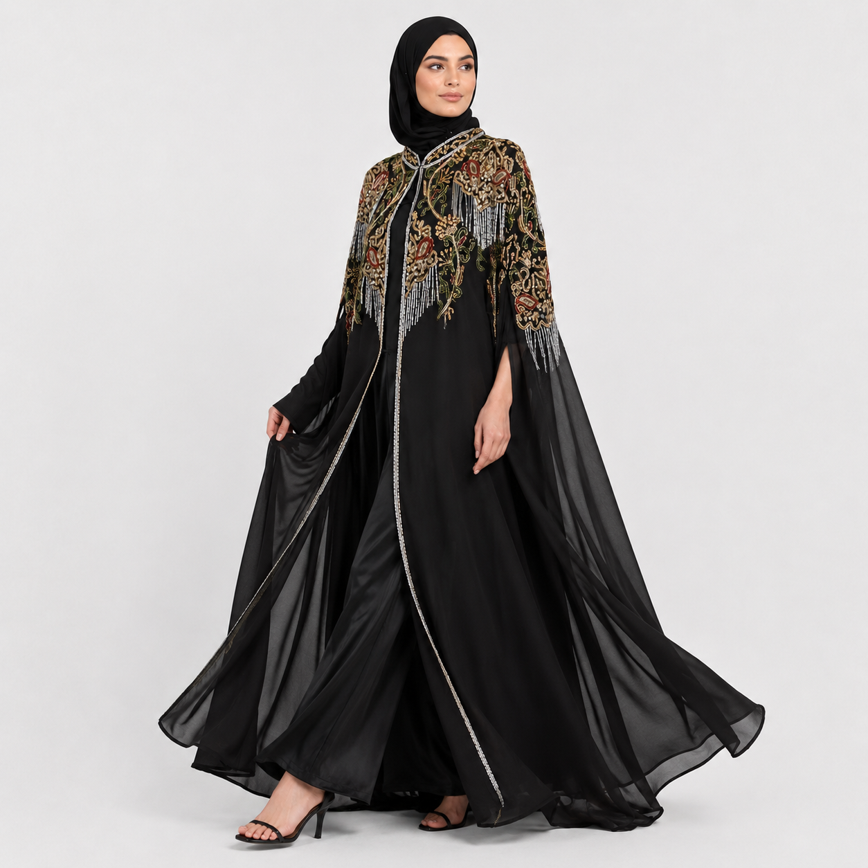 Luxury Embellished Abaya – Black Pearl