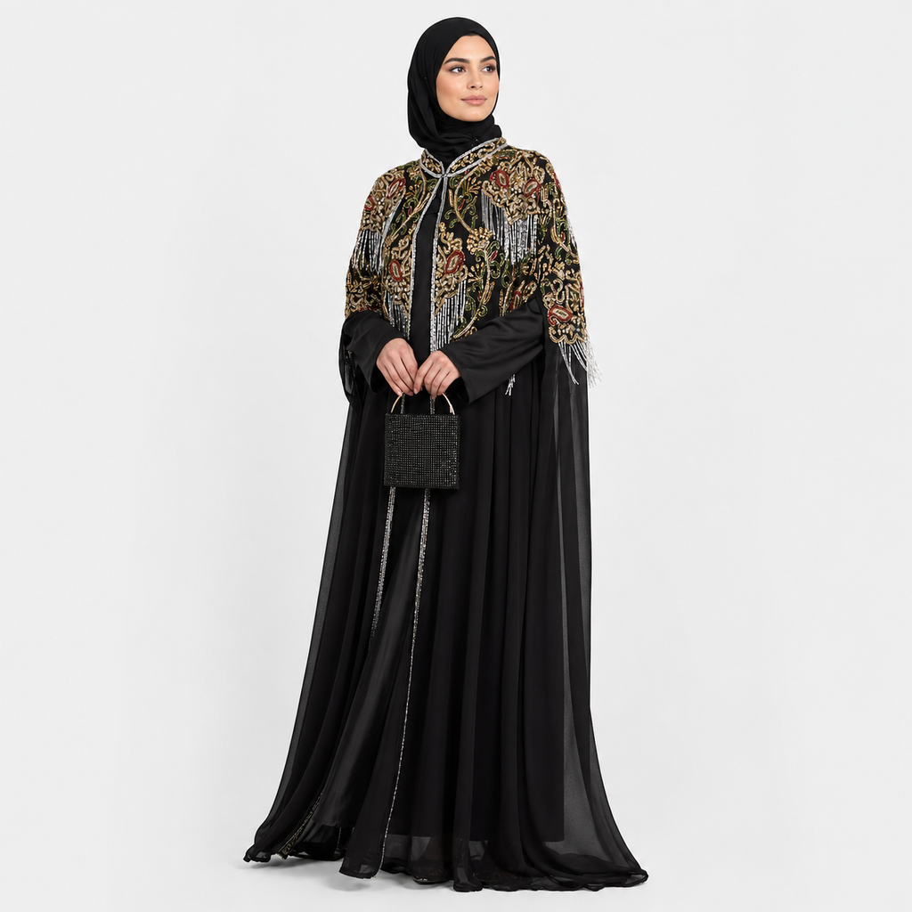 Luxury Embellished Abaya – Black Pearl