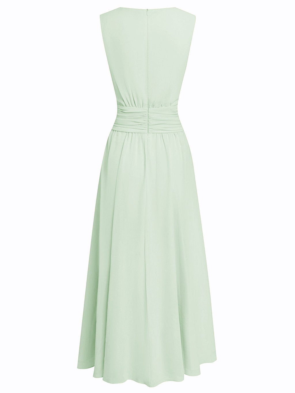 Ruched Chiffon Sleeveless A-Line Maxi Dress