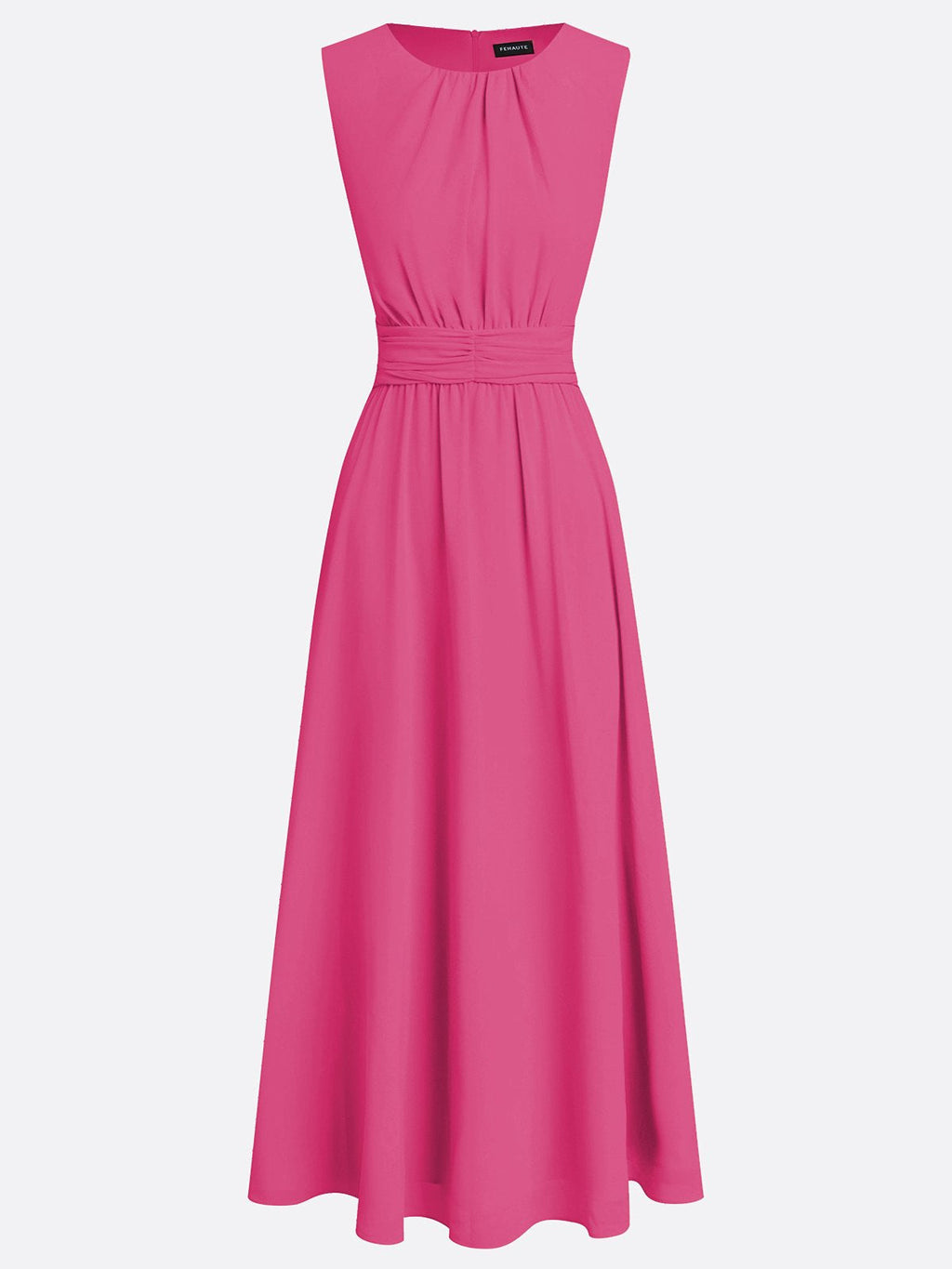 Ruched Chiffon Sleeveless A-Line Maxi Dress