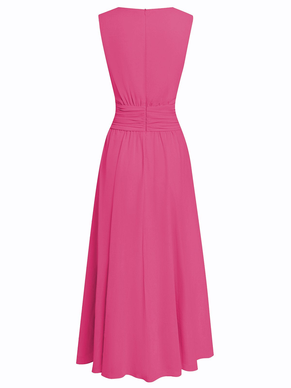 Ruched Chiffon Sleeveless A-Line Maxi Dress
