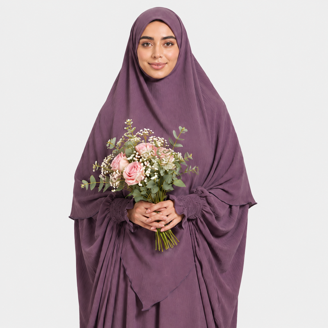 Purple Abaya and Two-Layer Khimar Set