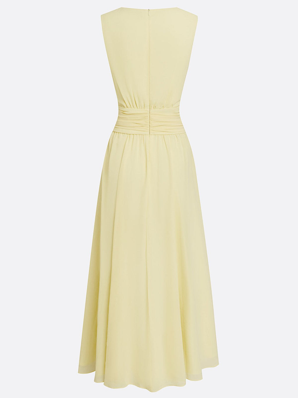 Ruched Chiffon Sleeveless A-Line Maxi Dress