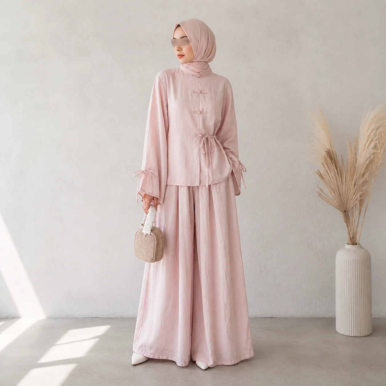 Viscose Linen Co-Ord Top and Wide-Leg Pants Set