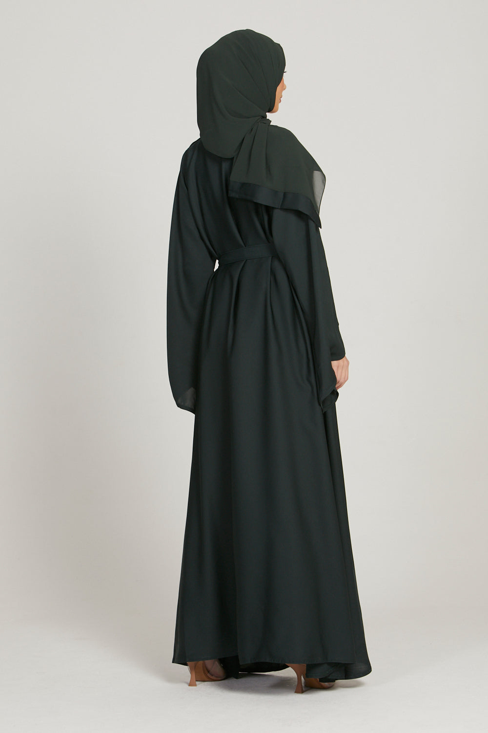 Flared Sleeve Umbrella Cut Abaya Set with Hijab & Belt