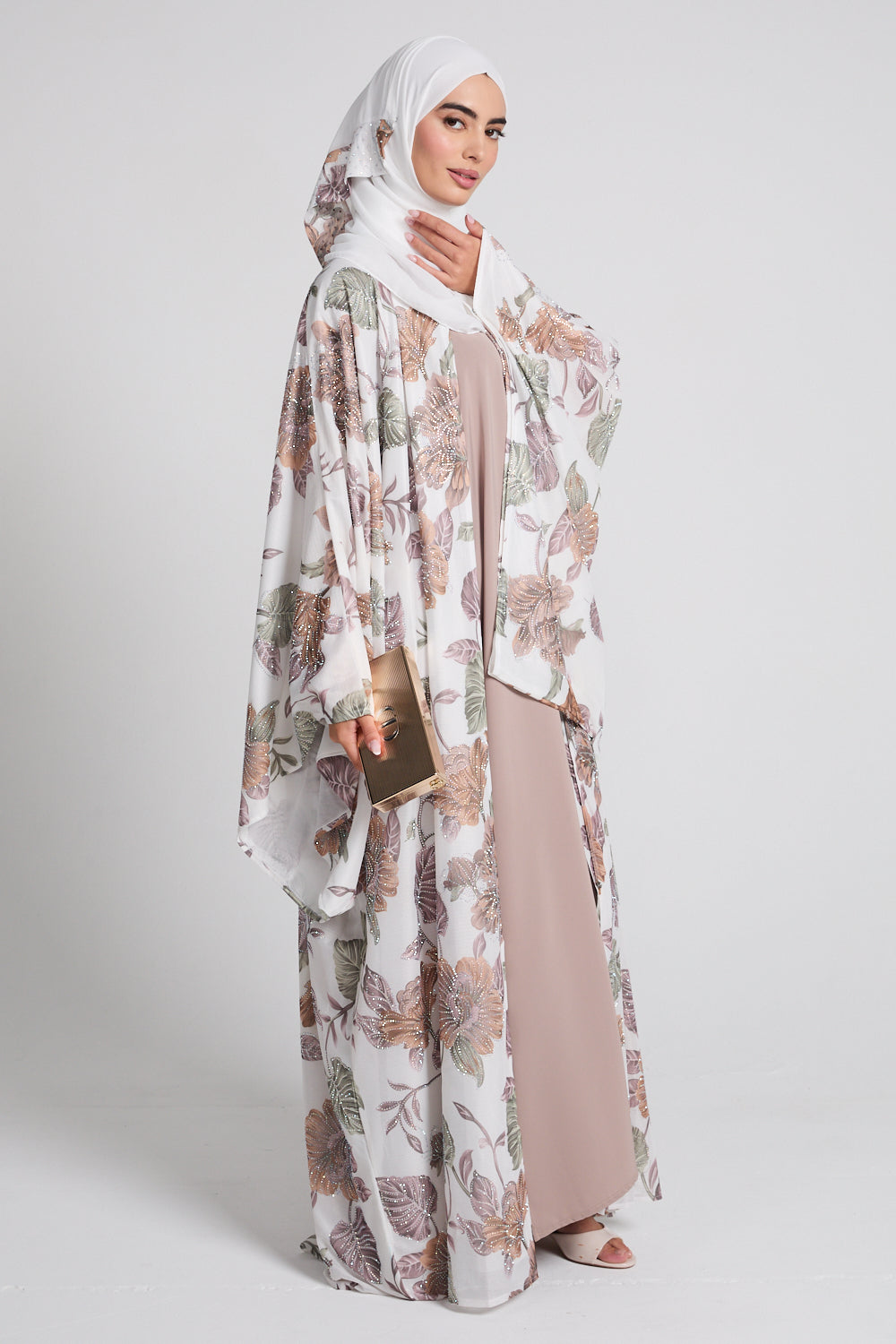 Floral Grace Embellished Open Abaya