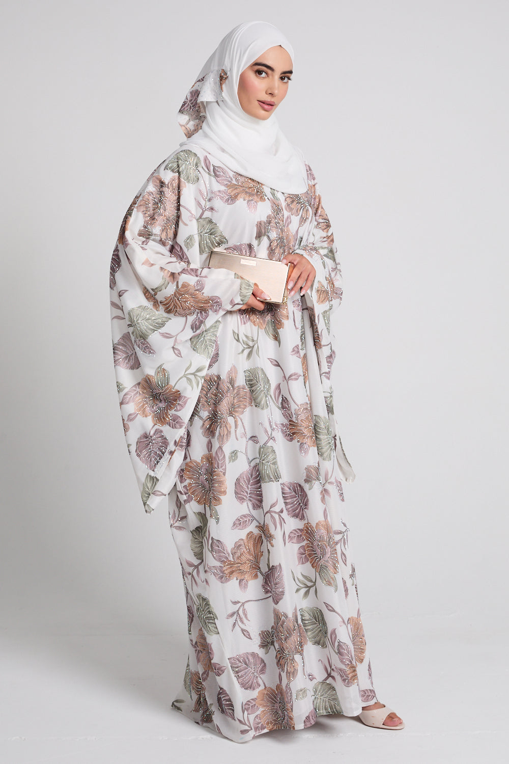 Floral Grace Embellished Open Abaya