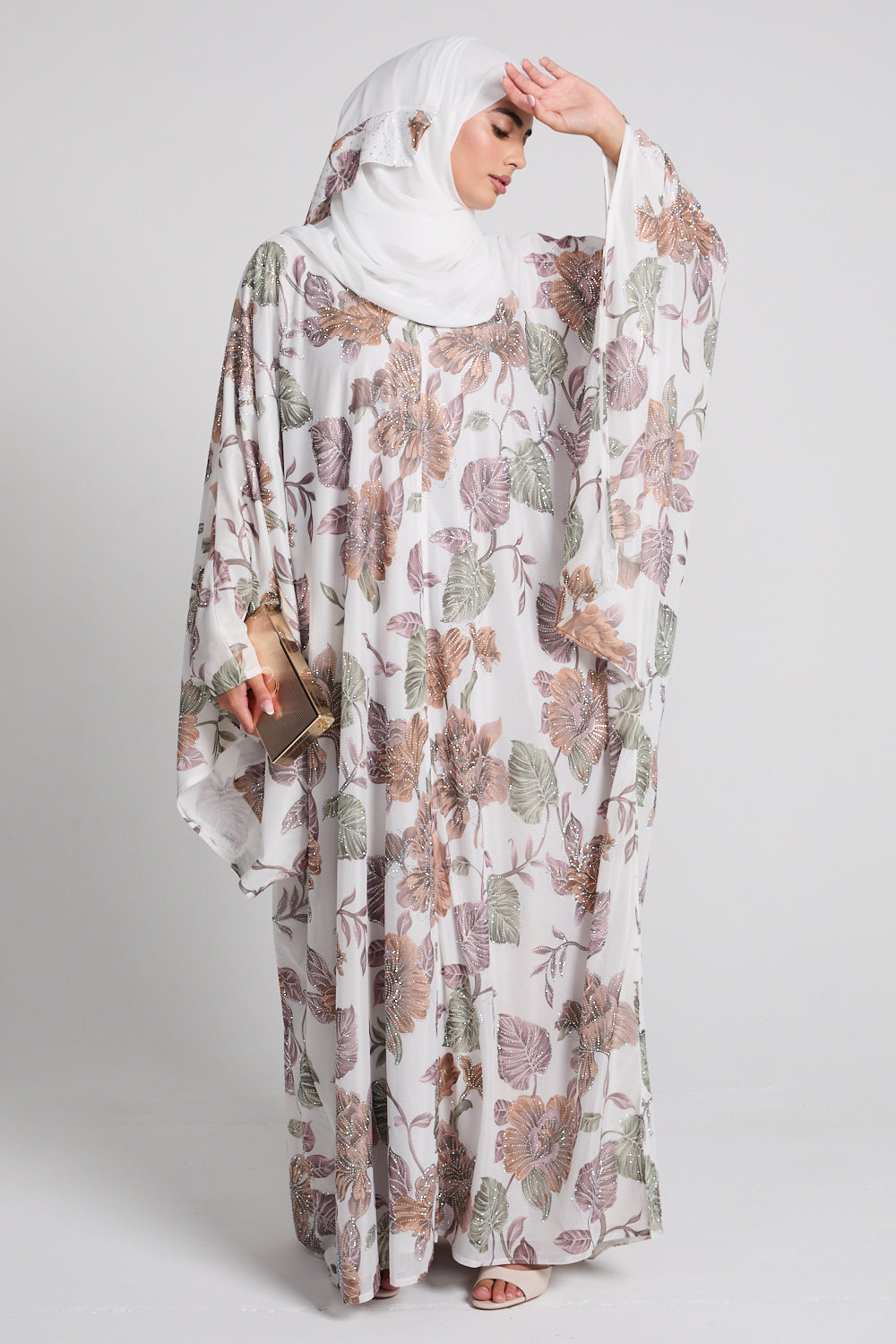 Floral Grace Embellished Open Abaya