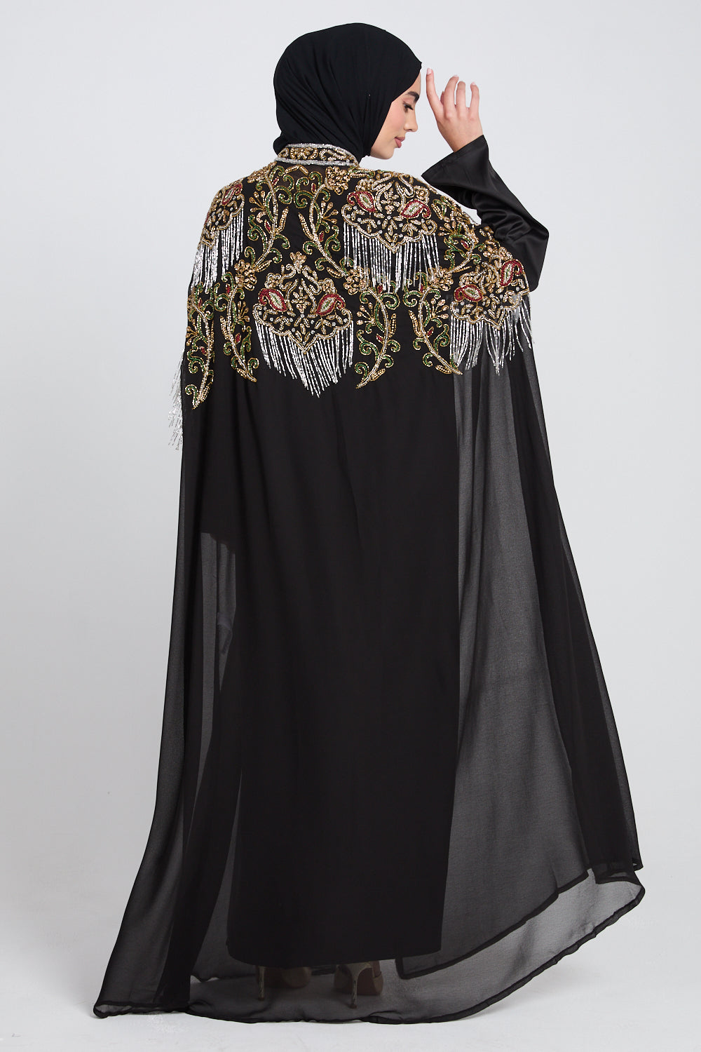 Luxury Embellished Abaya – Black Pearl