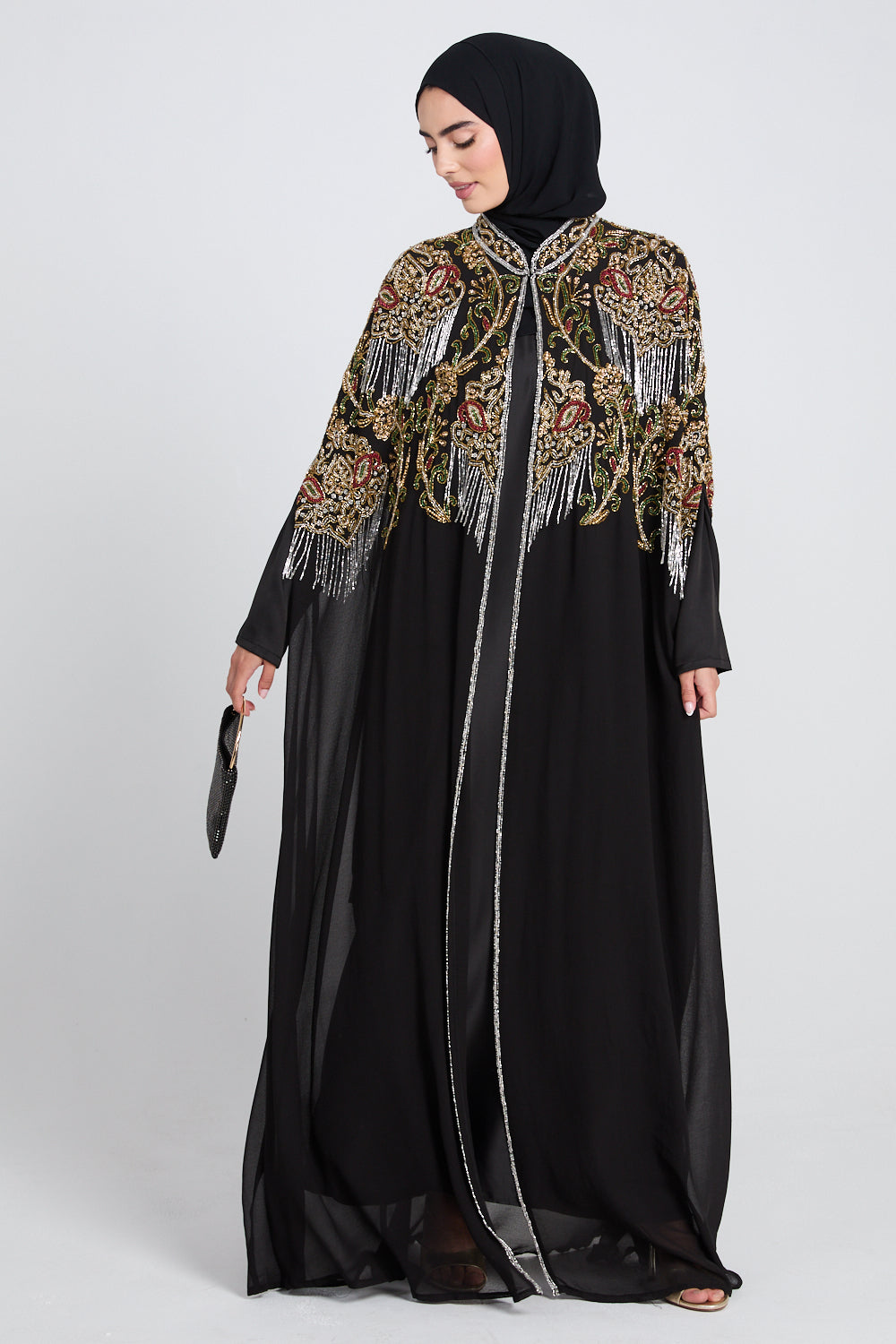 Luxury Embellished Abaya – Black Pearl