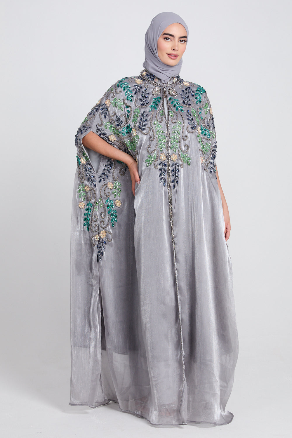 Silver Embellished Detail Abaya