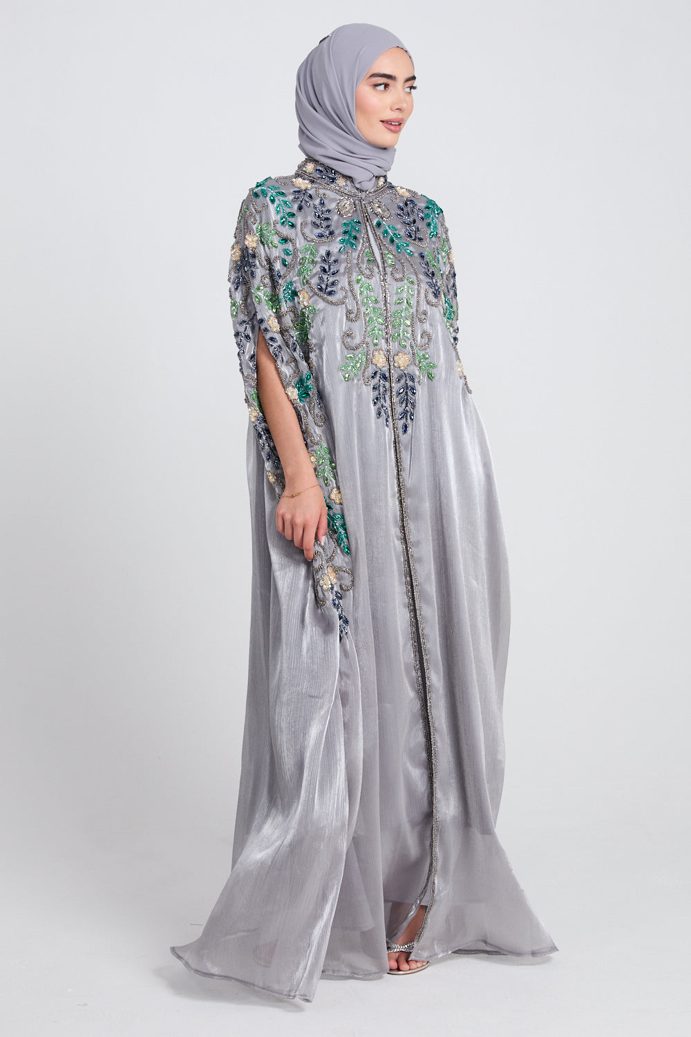Silver Embellished Detail Abaya