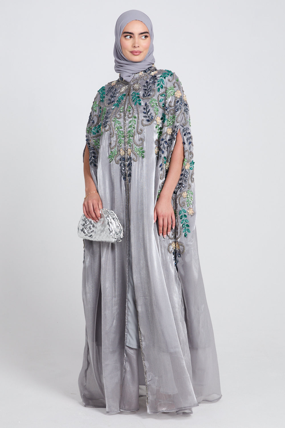 Silver Embellished Detail Abaya
