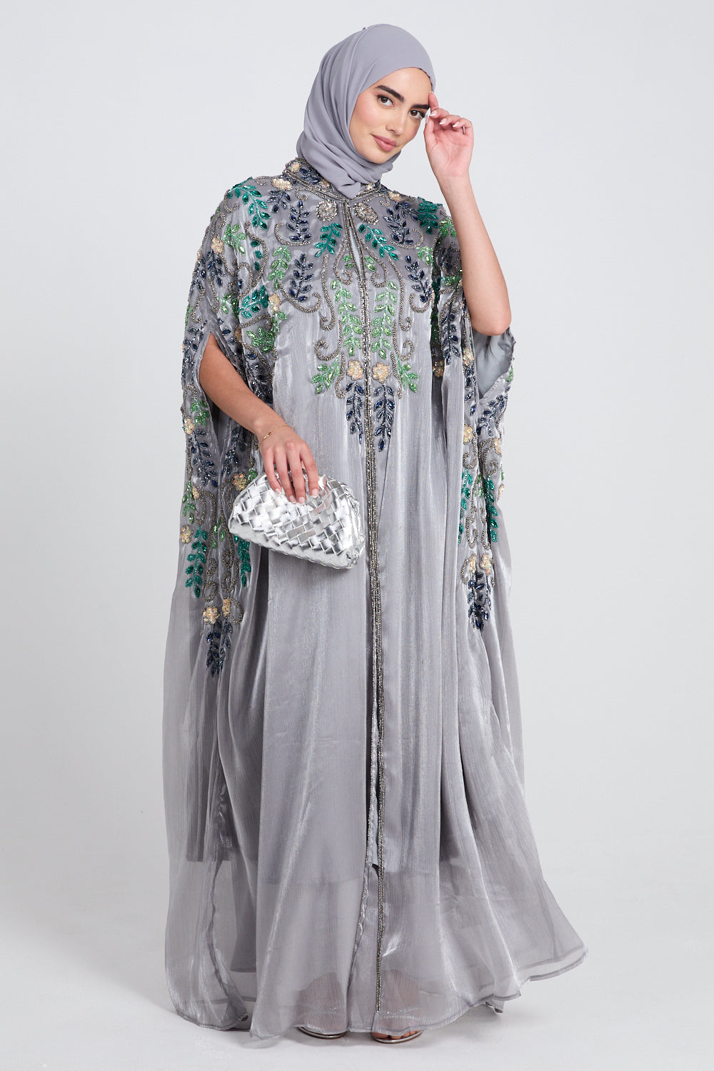 Silver Embellished Detail Abaya