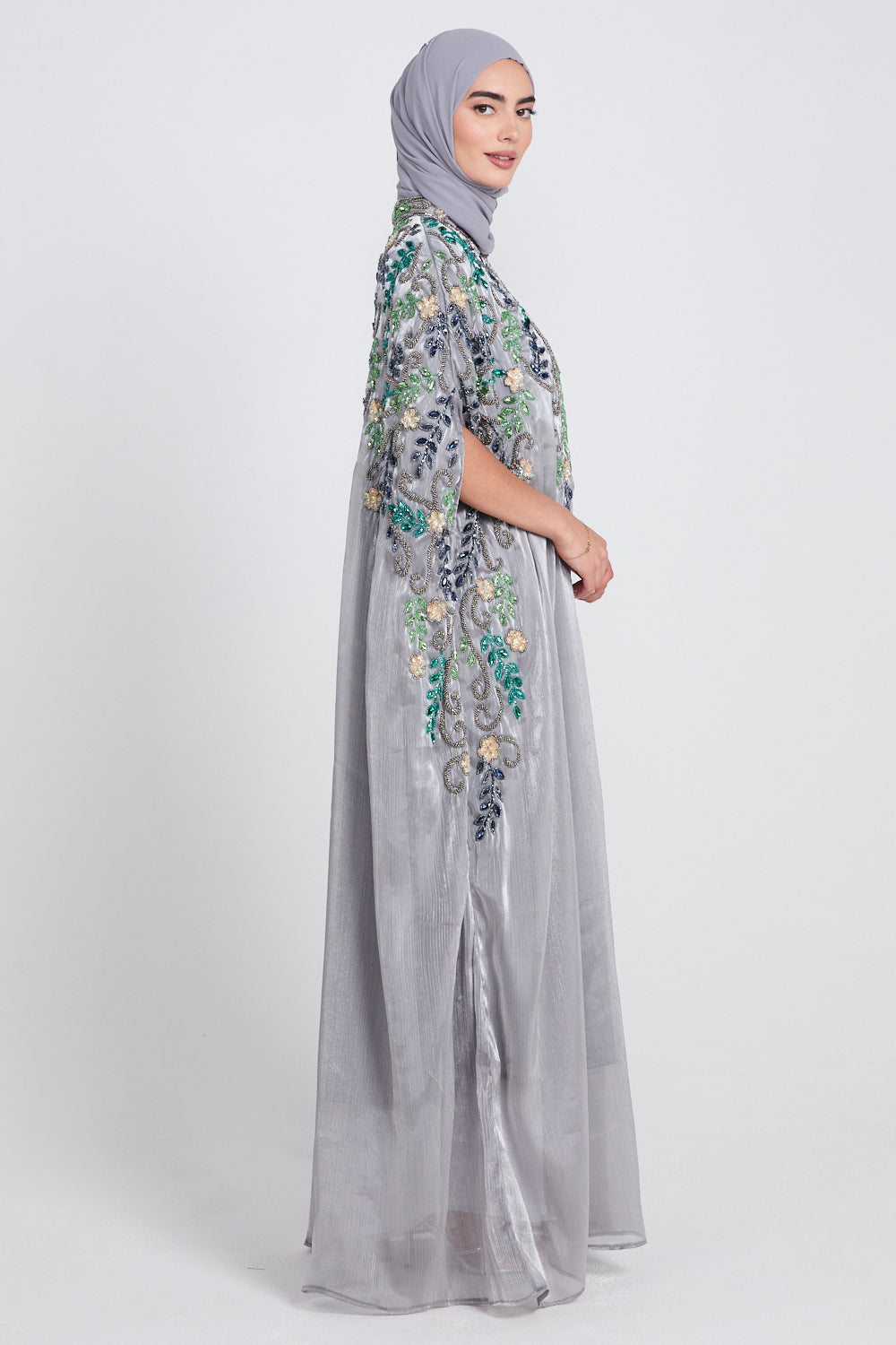 Silver Embellished Detail Abaya