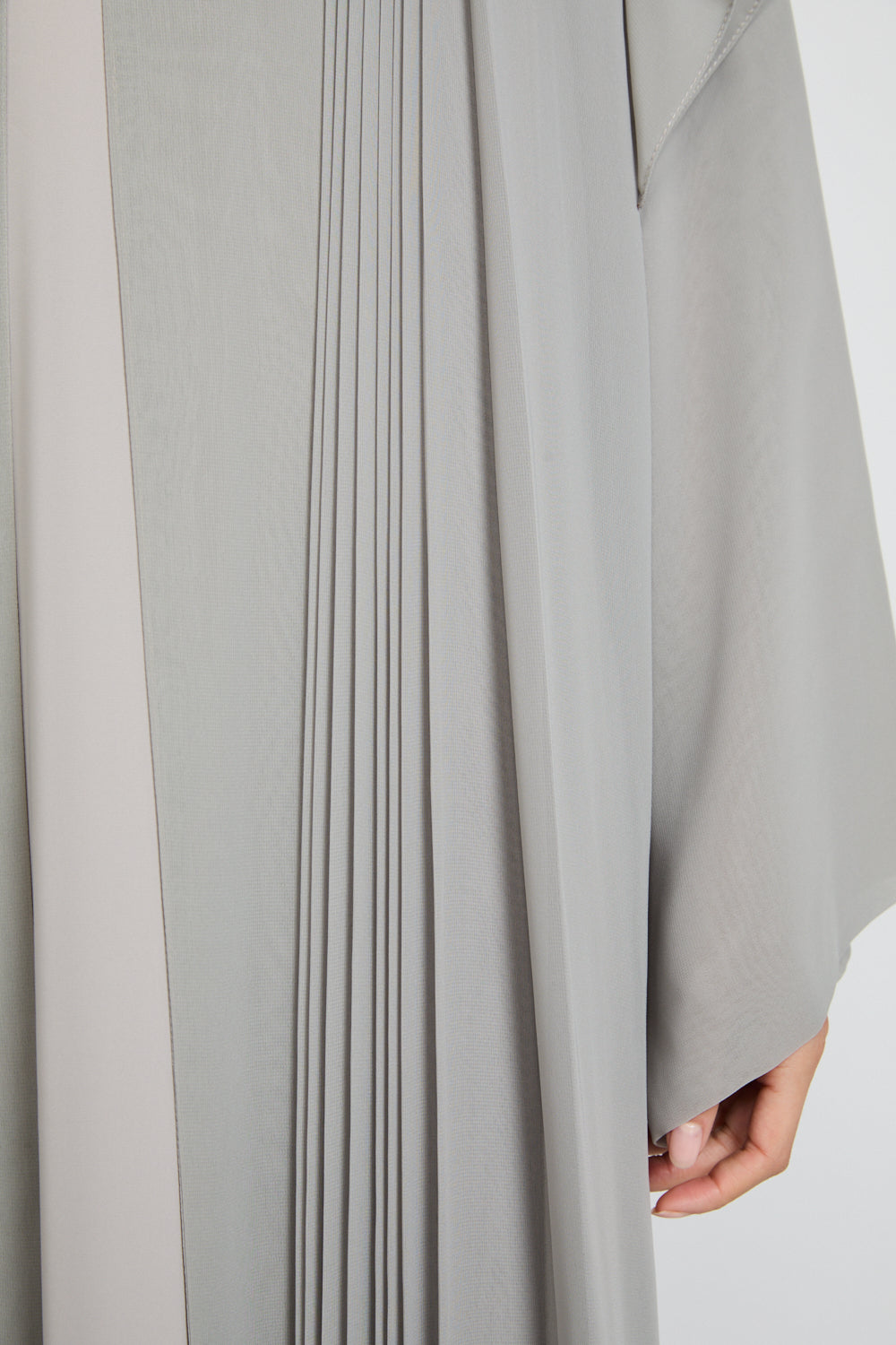 Chiffon Pleated Open Abaya – Smoked Gray