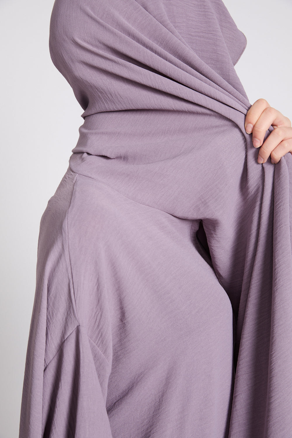 Baby Mauve Front Zip Abaya with Attached Hijab