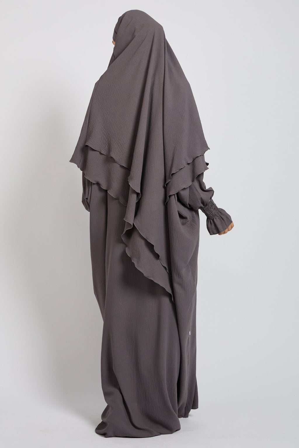 Grey Abaya and Two-Layer Khimar Set