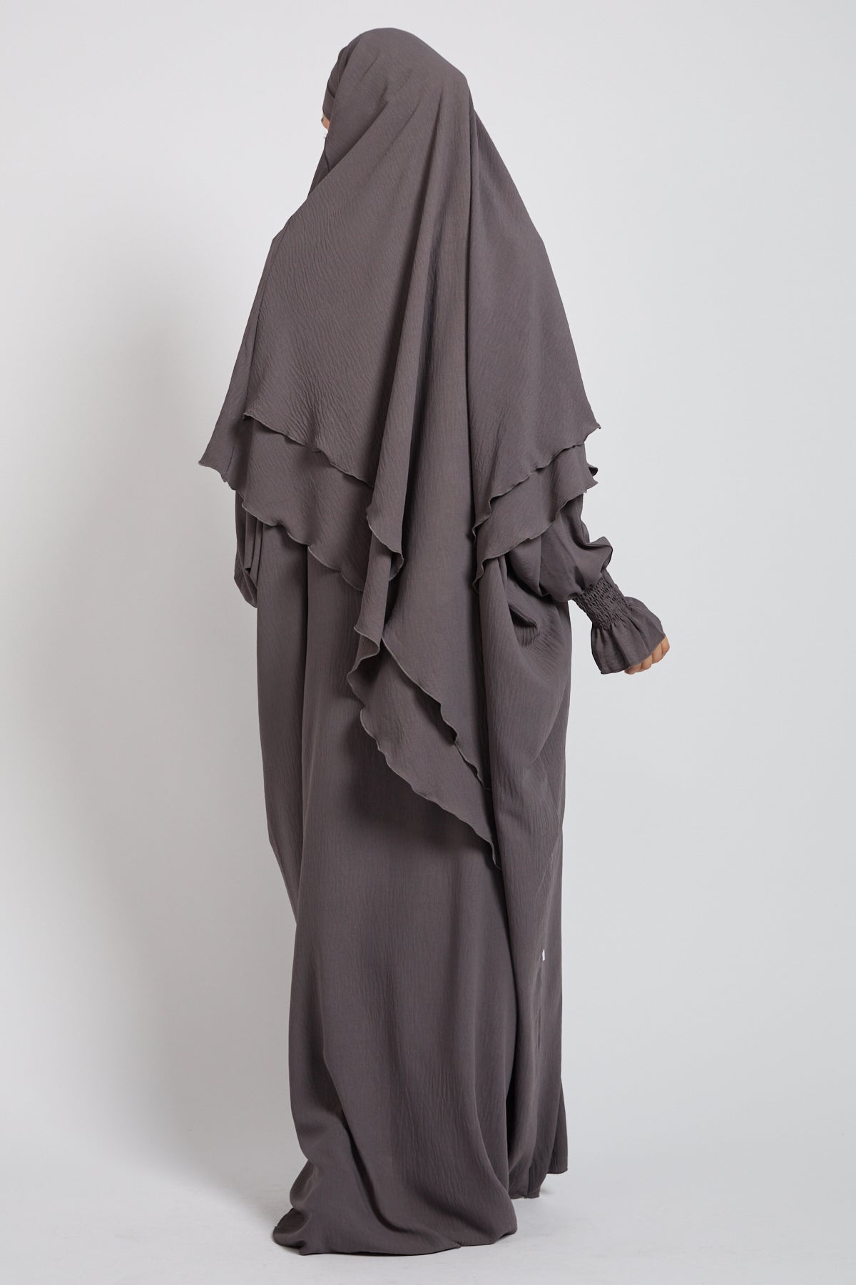 Grey Abaya and Two-Layer Khimar Set