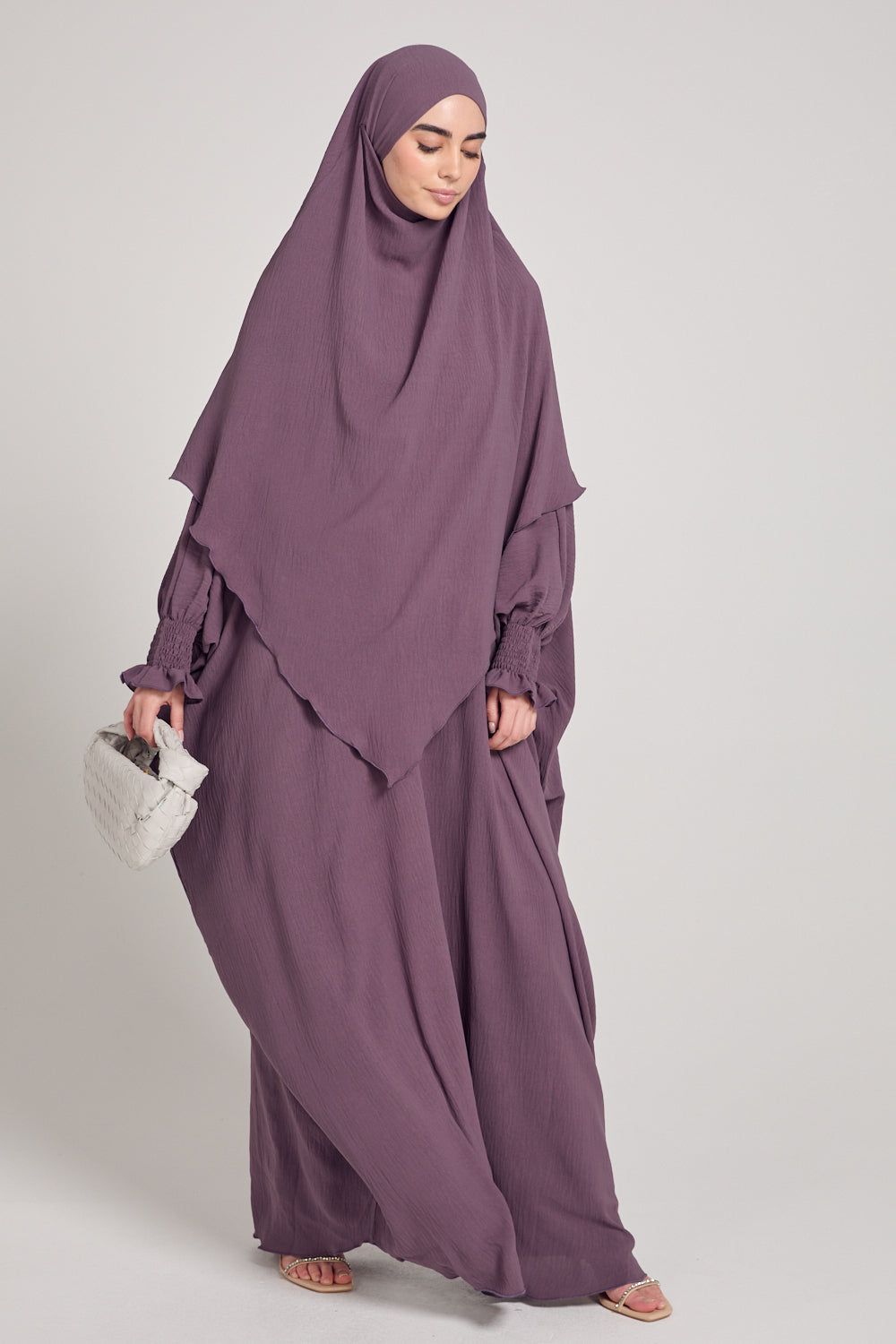 Purple Abaya and Two-Layer Khimar Set