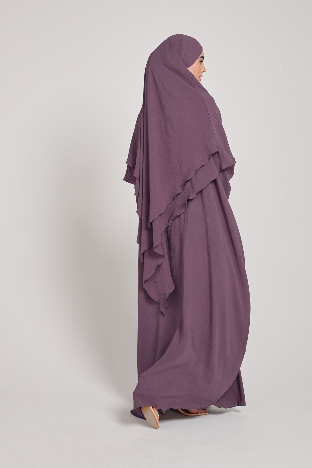 Purple Abaya and Two-Layer Khimar Set