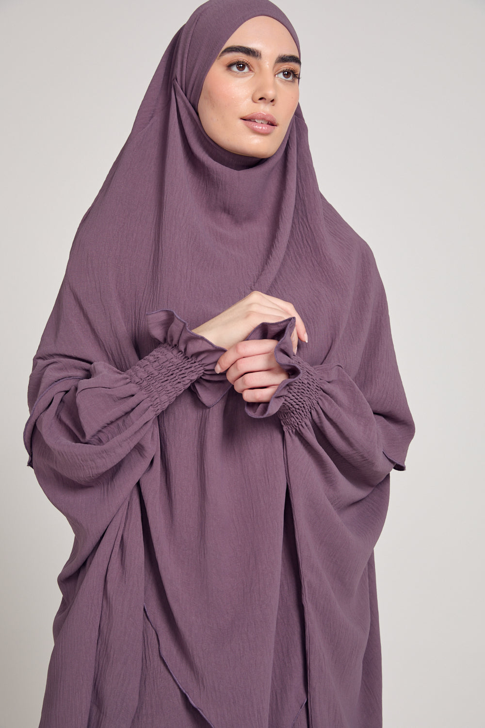 Purple Abaya and Two-Layer Khimar Set