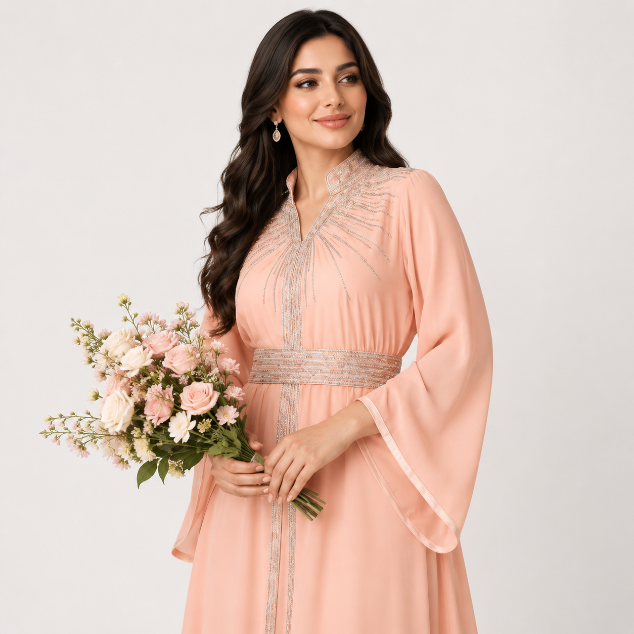 Luxury Diamond Moroccan Abaya Maxi Dress