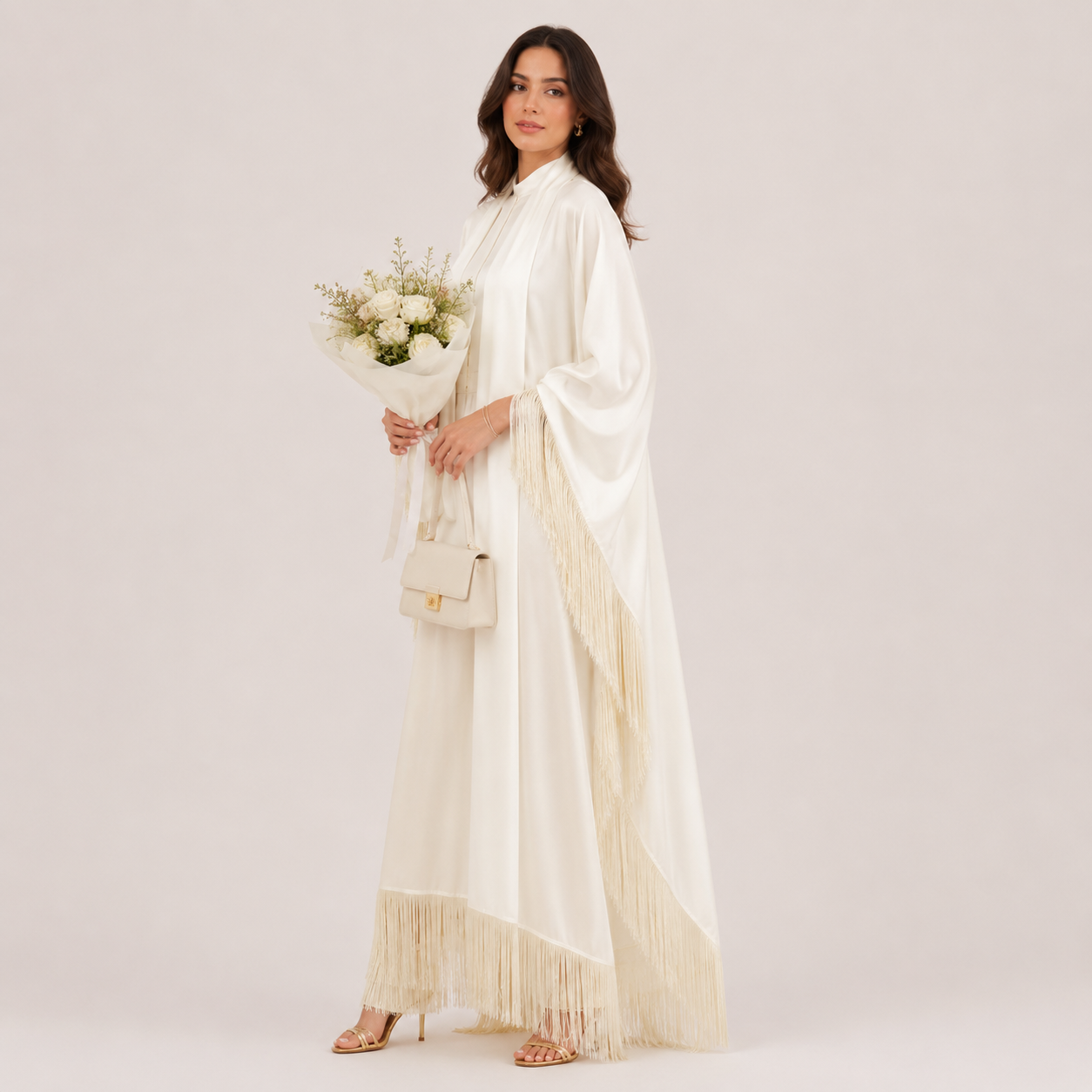 Elegant Bat Sleeve Tassel Abaya Maxi Dress