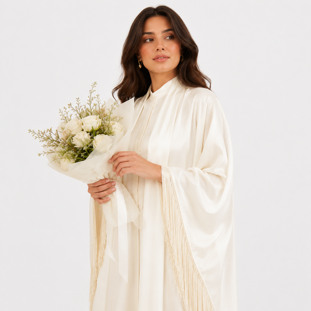 Elegant Bat Sleeve Tassel Abaya Maxi Dress