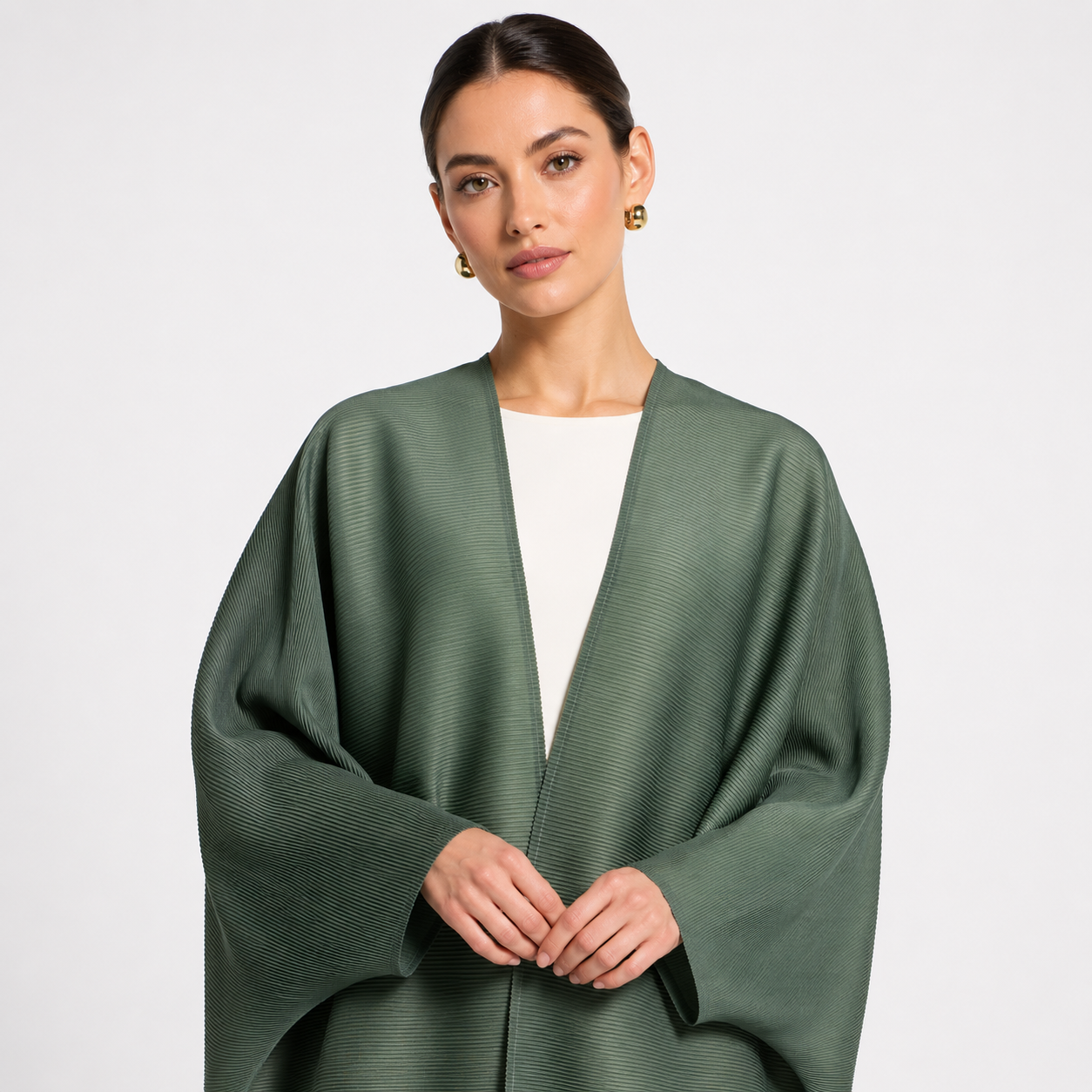Forest Green Ombre Gradient Micro Pleated Abaya