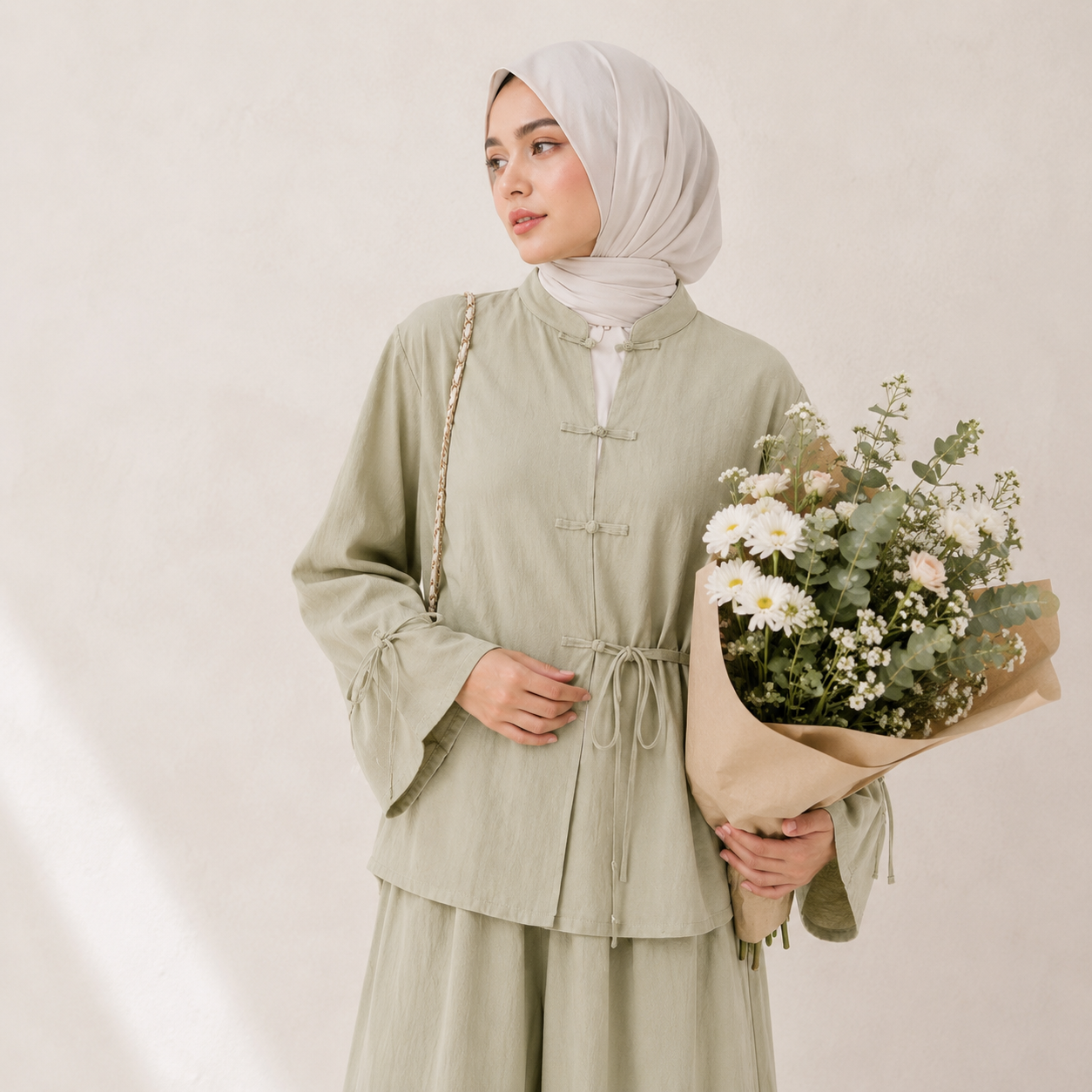 Viscose Linen Co-Ord Top and Wide-Leg Pants Set