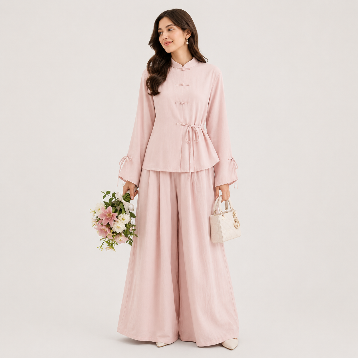 Viscose Linen Co-Ord Top and Wide-Leg Pants Set