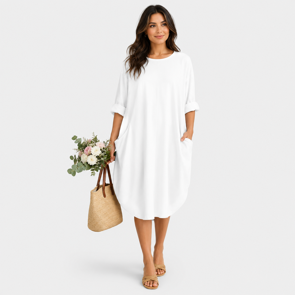 Loose-Fit Long Sleeve Casual Maxi Dress with Pockets