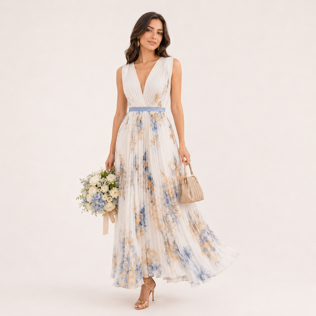 Santorini Flowing Maxi Dress Elegance
