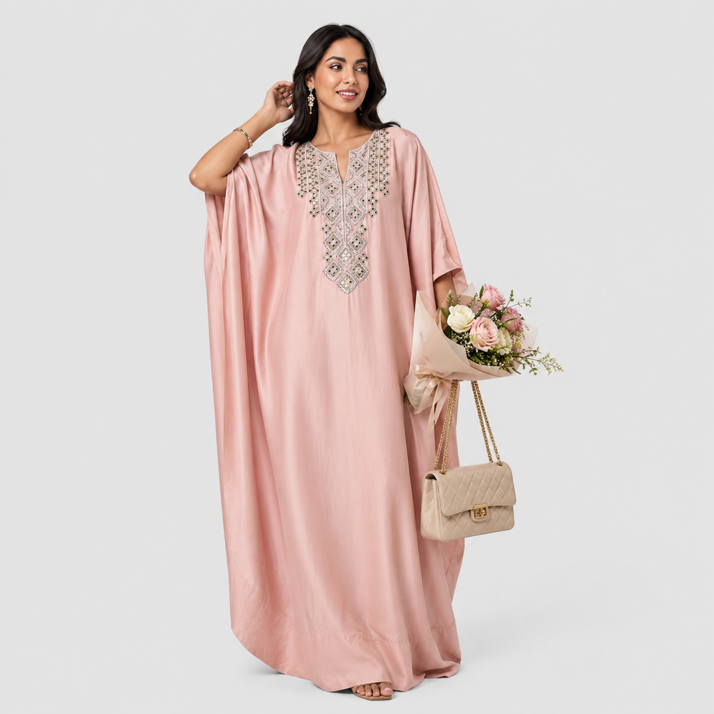 Dusty Pink Embellished Abaya