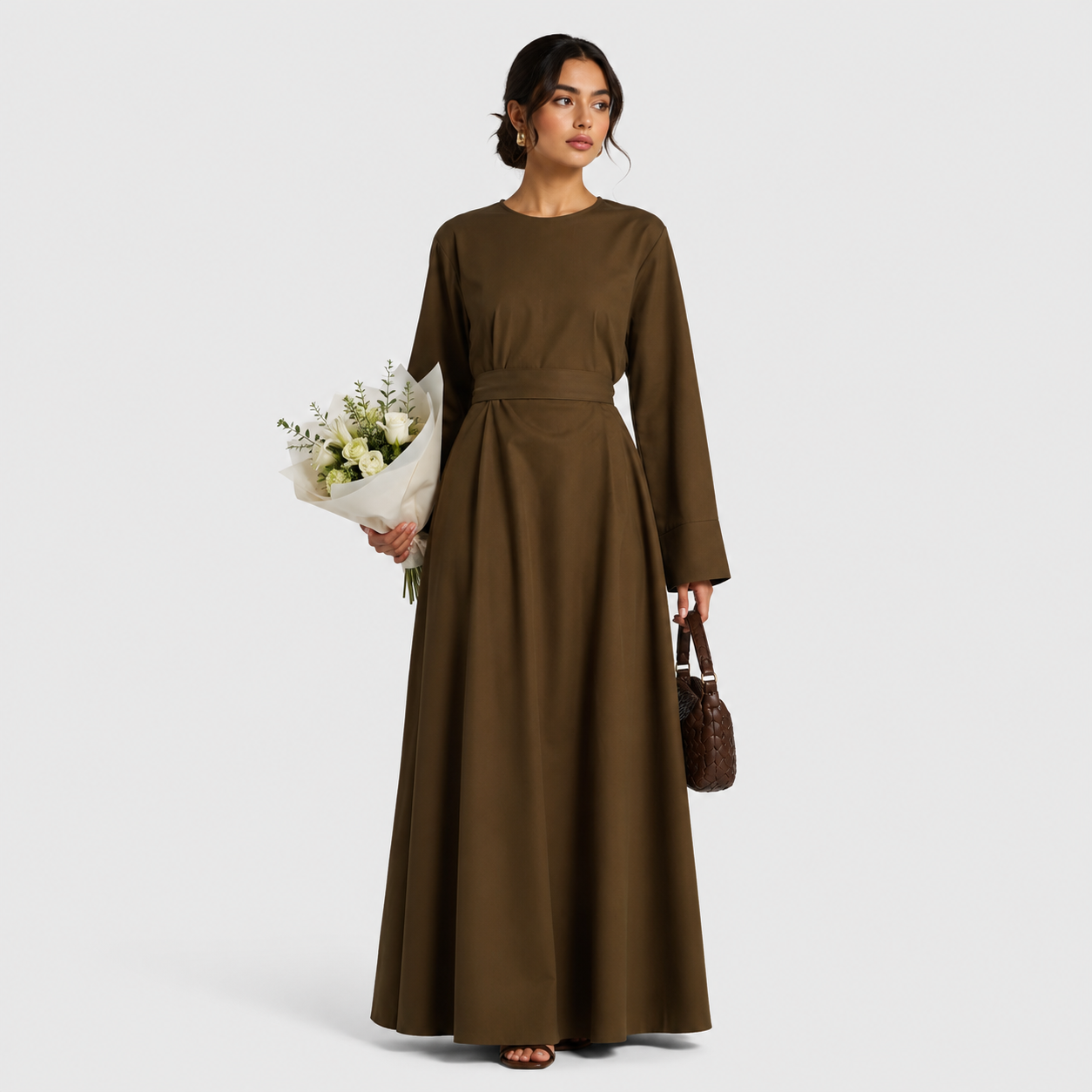 Cocoa Brown Relaxed Modest Maxi Dress