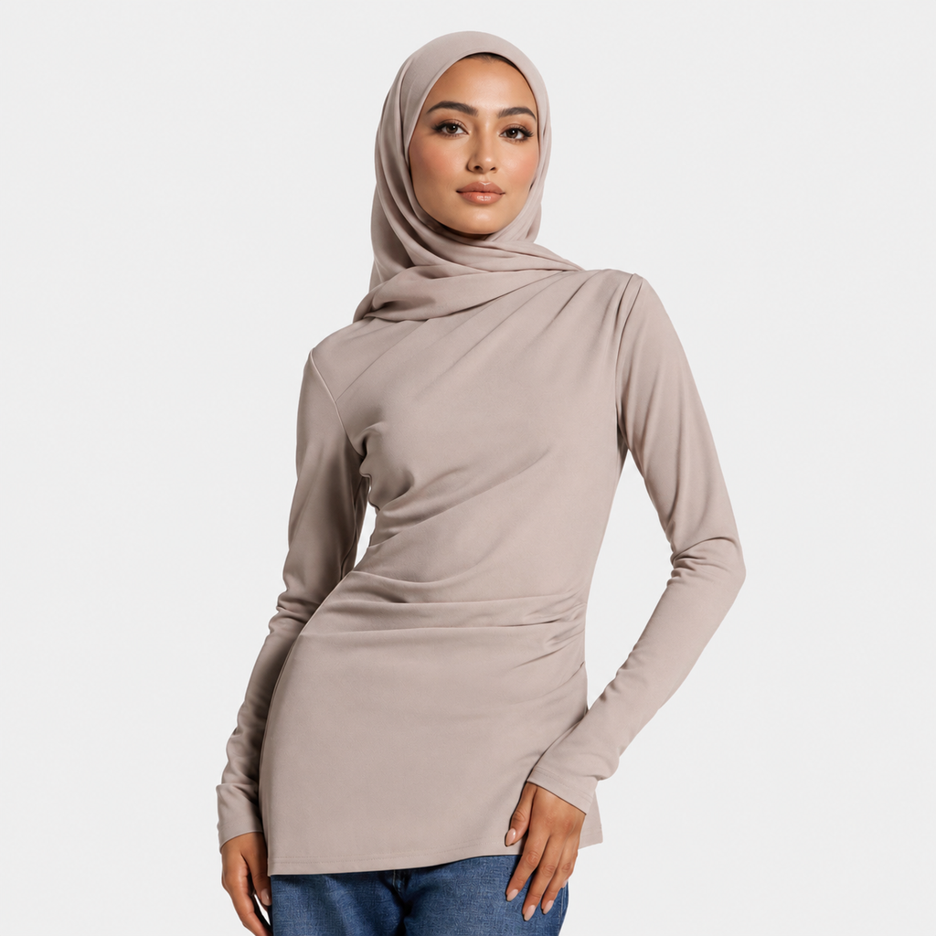 Black Asymmetric Stretch Top