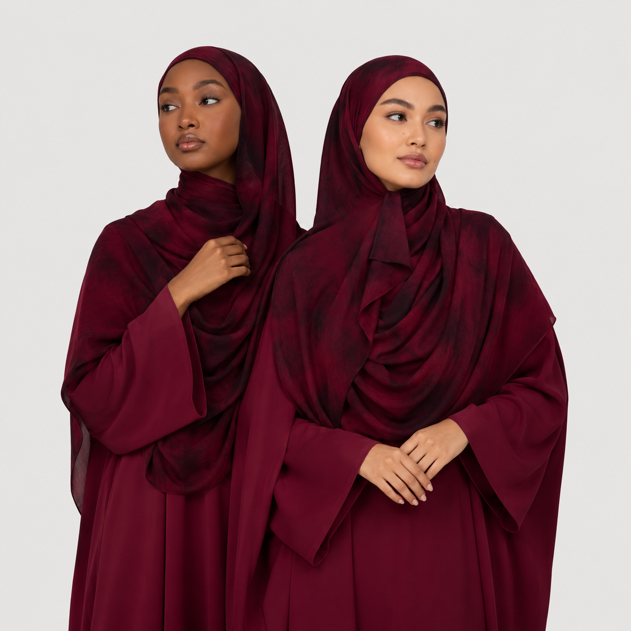 Burgundy Gradient Printed Modal Hijab