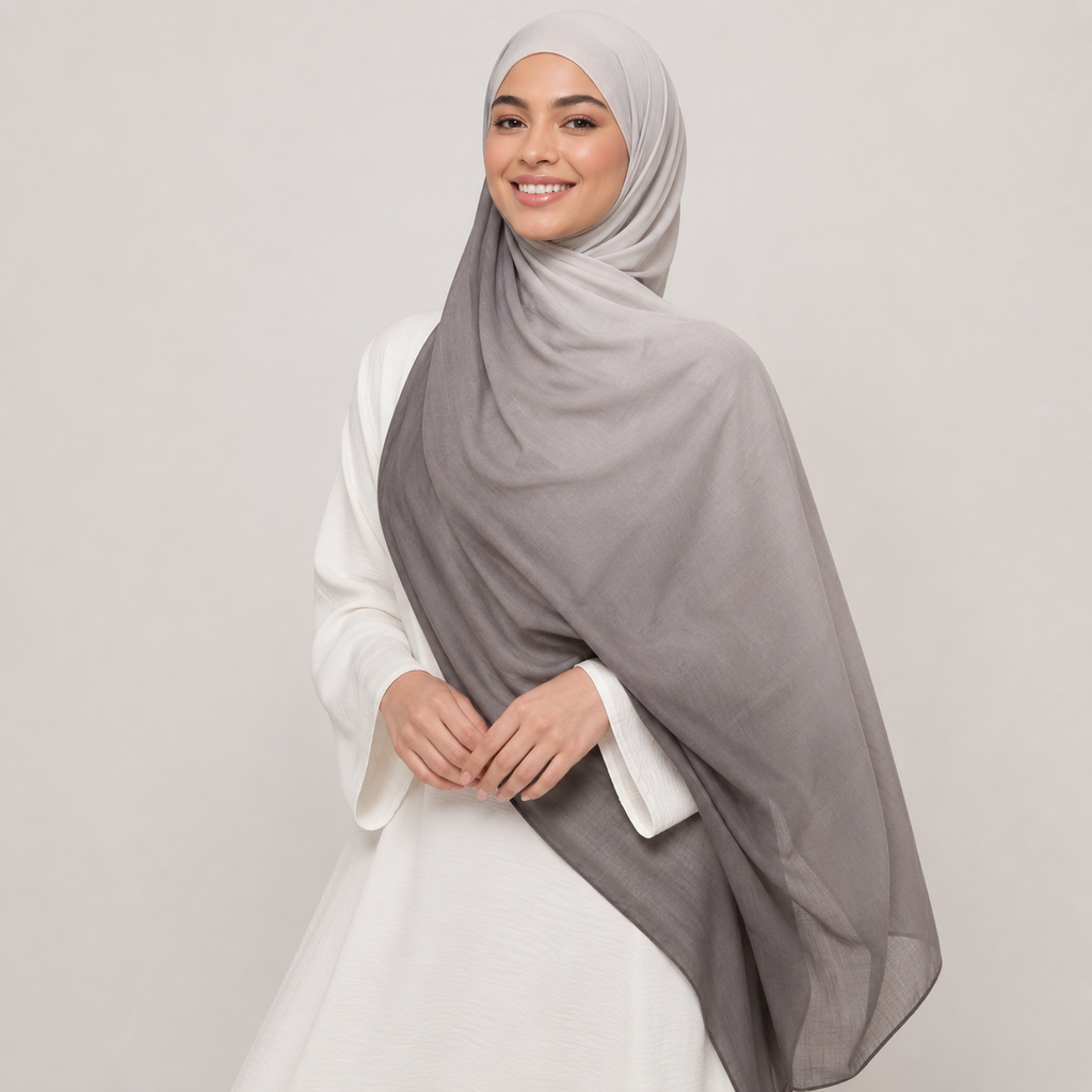 Ombre Modal Hijab – Clay Noir Gradient