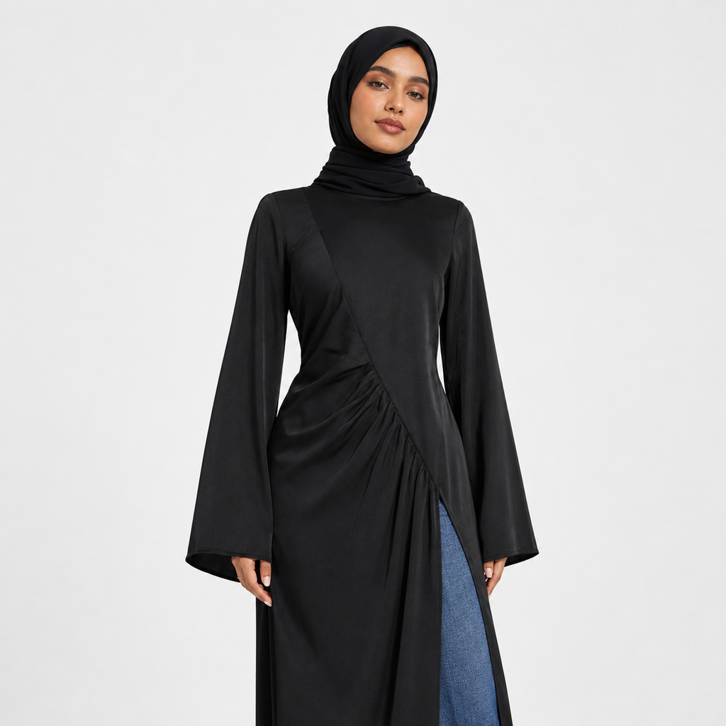 Black Pearl Trim Abaya