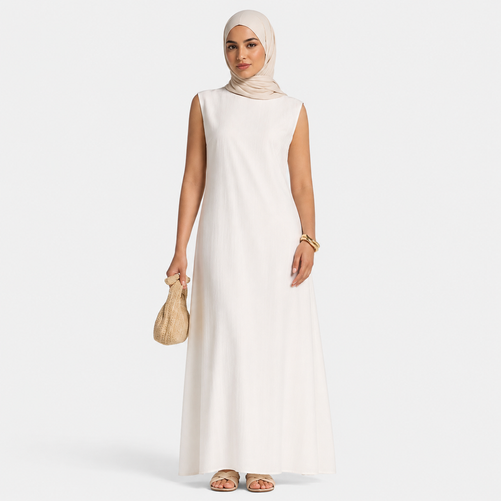 White Tencel Sleeveless Maxi Dress