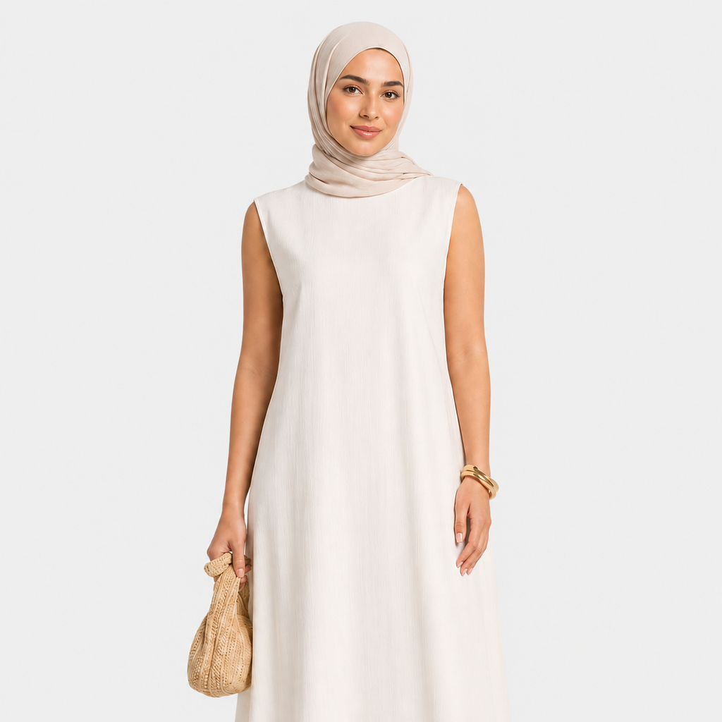 White Tencel Sleeveless Maxi Dress