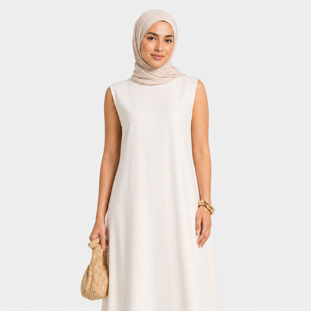 White Tencel Sleeveless Maxi Dress