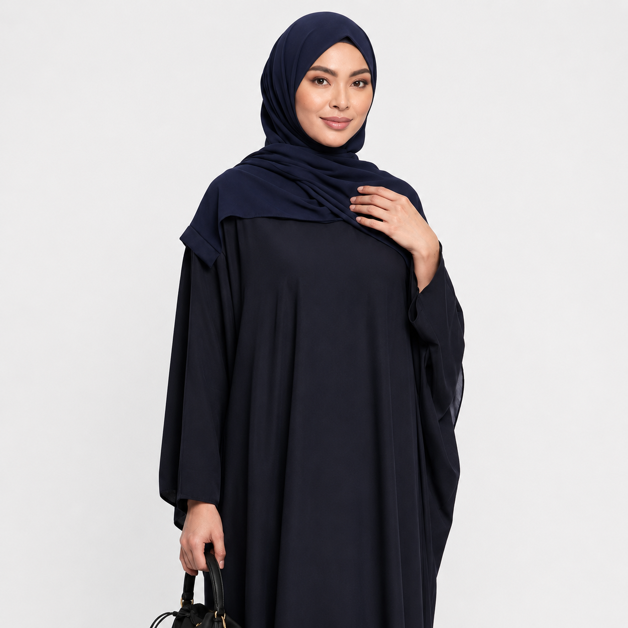 Relaxed Fit Closed Abaya in Navy