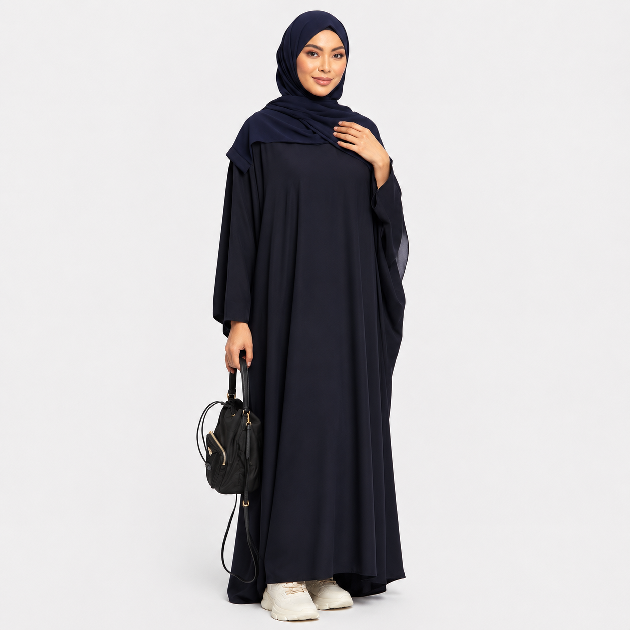 Relaxed Fit Closed Abaya in Navy