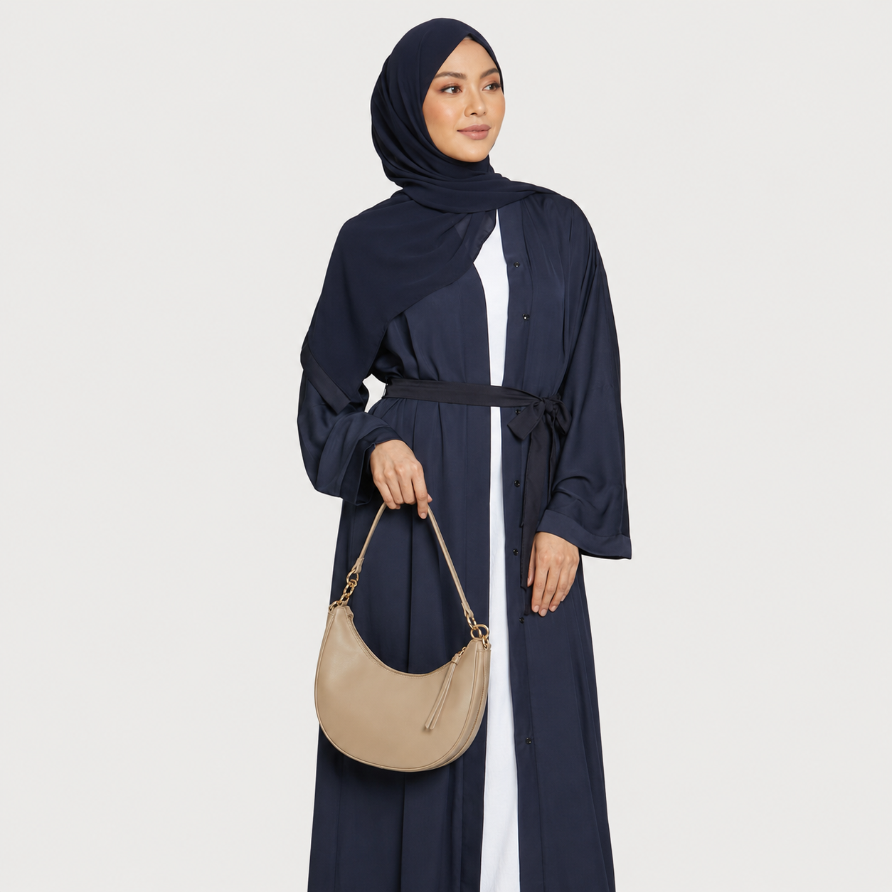 Lightweight Navy Open Abaya