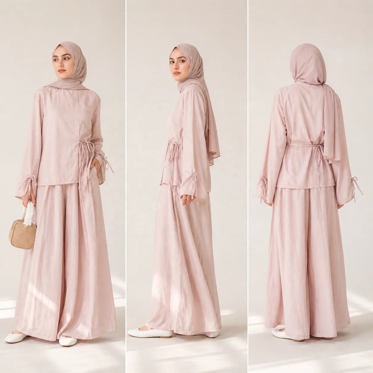 Viscose Linen Co-Ord Top and Wide-Leg Pants Set
